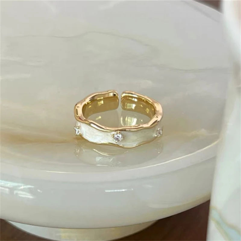 New Fashion Seashell Pearl Rings for Women Trendy French Style Rose Flower Shell Index Finger Ring Girl Party Aesthetics Jewelry