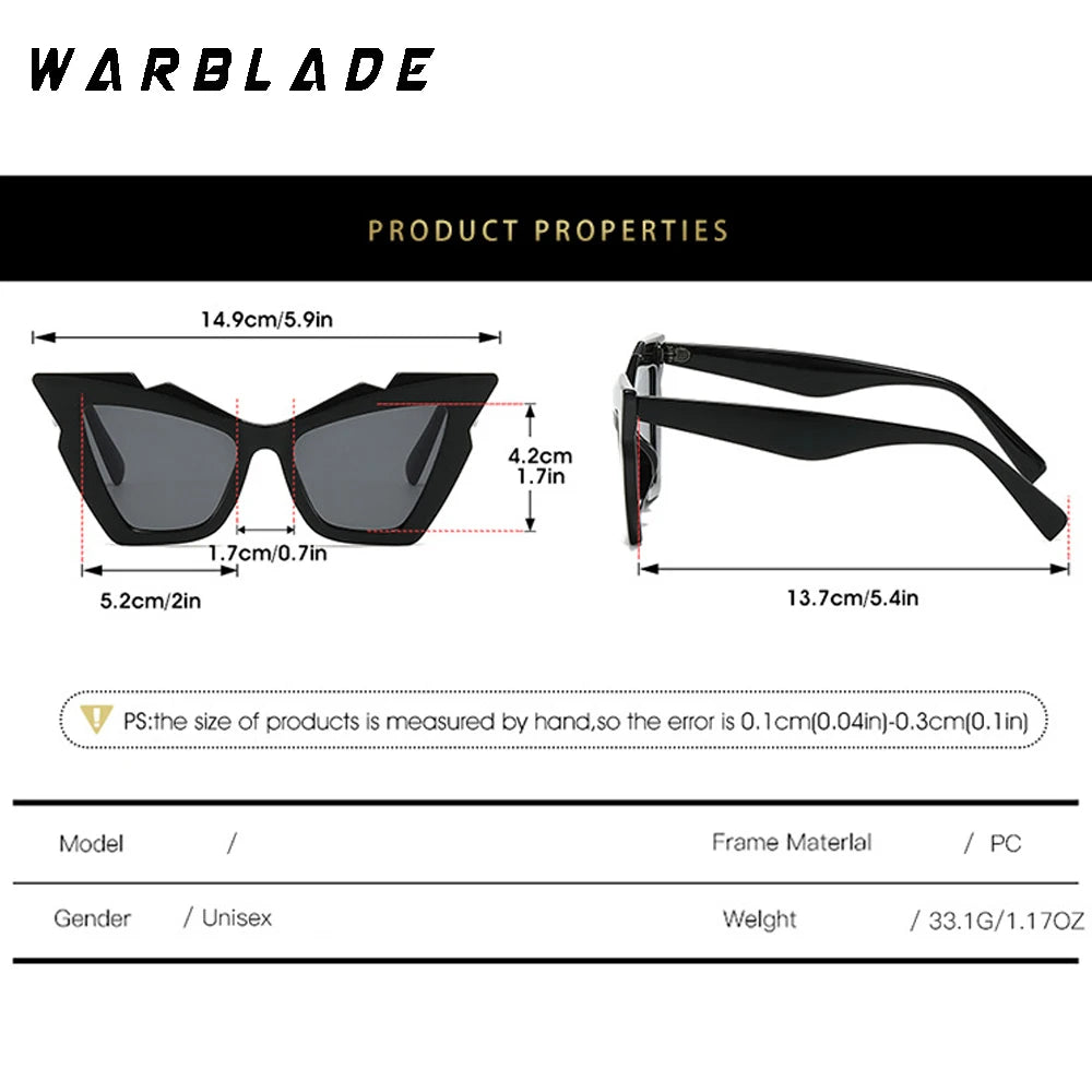 Oversized Cat Eye Sunglasses Women Big Frame New Luxury Brand Fashion Y2K Punk Sun Glasses For Ladies Retro Trendy Eyewear UV400