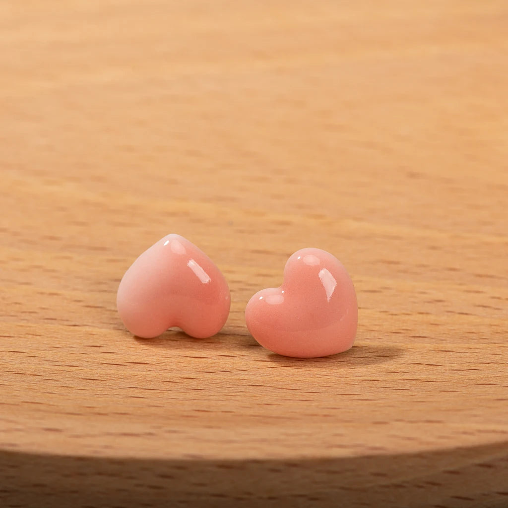 Exquisite ceramic Big love heart shape stud earrings multicolor anti-allergic metal pin fashion earrings #LY117