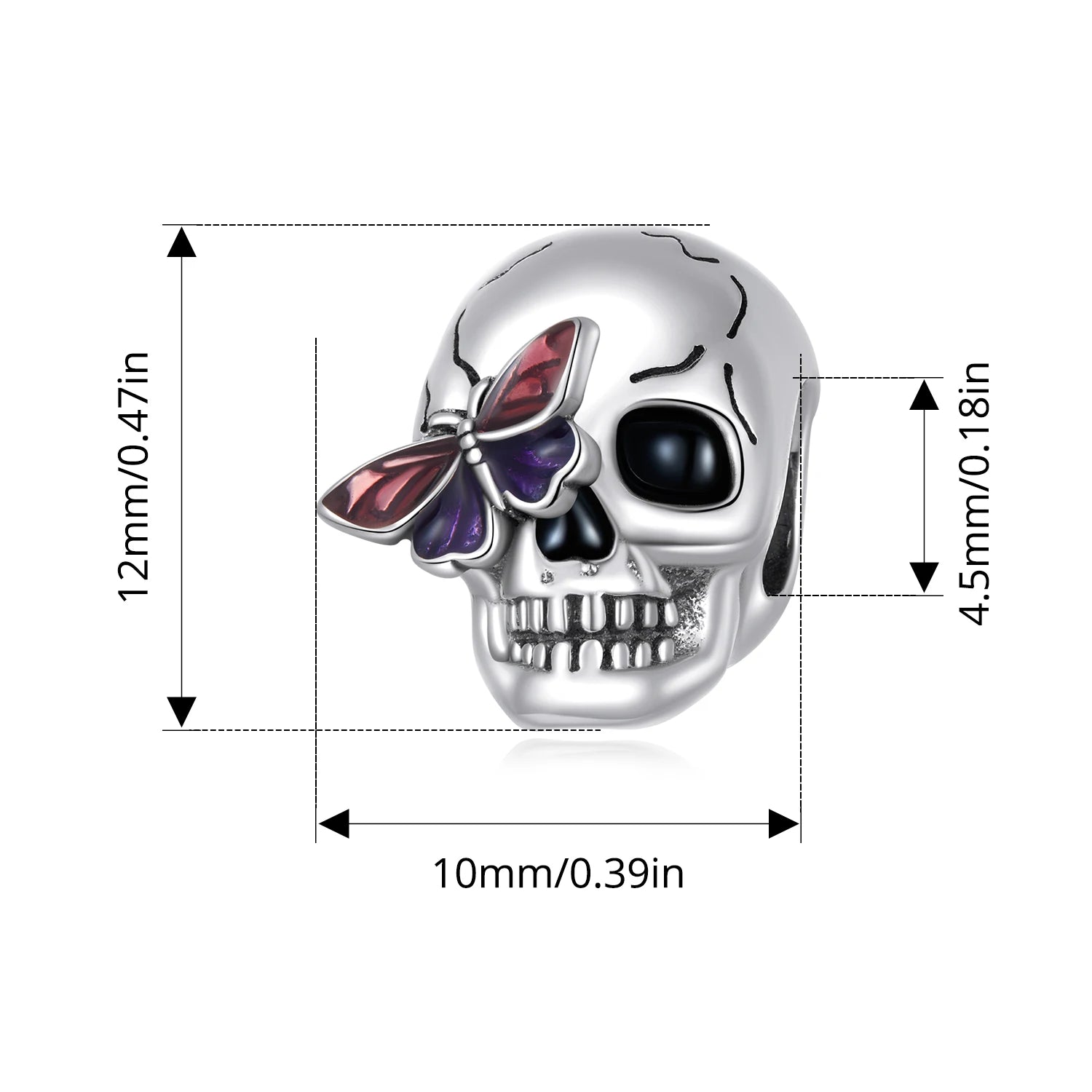 BISAER 925 Sterling Silver Halloween Skull & Pumpkin Charm Bead Pumpkin Cat Magic Crystal Pendant for Women DIY Bracelet Jewelry