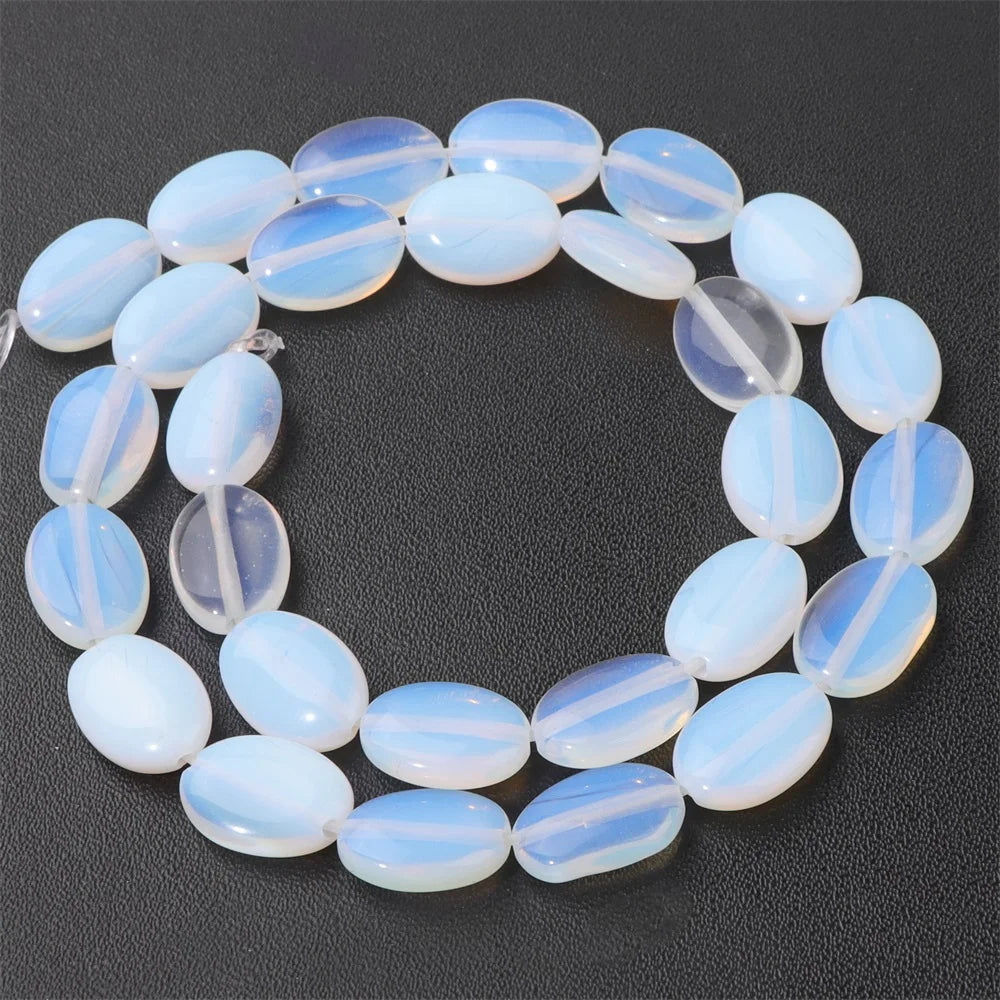 10x15mm Natural Stone Bead Flat Oval Shape Amazonite Rose Quartzs Amethysts Beads For Jewelry Making Necklace Bracelet Handmade