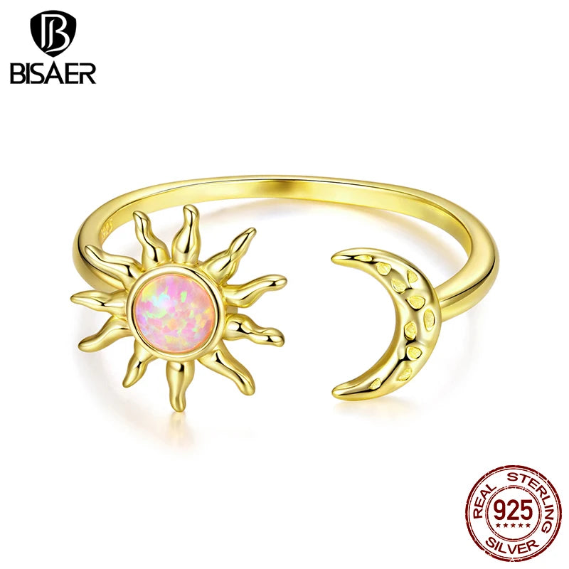 BISAER 925 Sterling Silver Flying Dragon Open Ring Blue Enamel Band Plated White Gold for Women Party Original Fine Jewelry