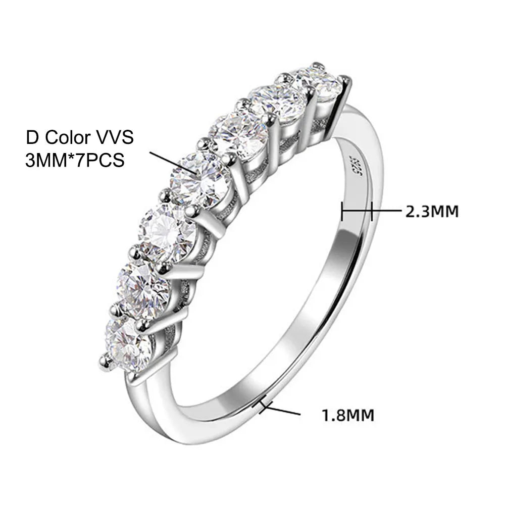 Serenity 3mm D Moissanite Rings for Women Wedding Gift S925 Sterling Silver Jewelry Lab Diamond Row Rings Plated 18K Wholesale