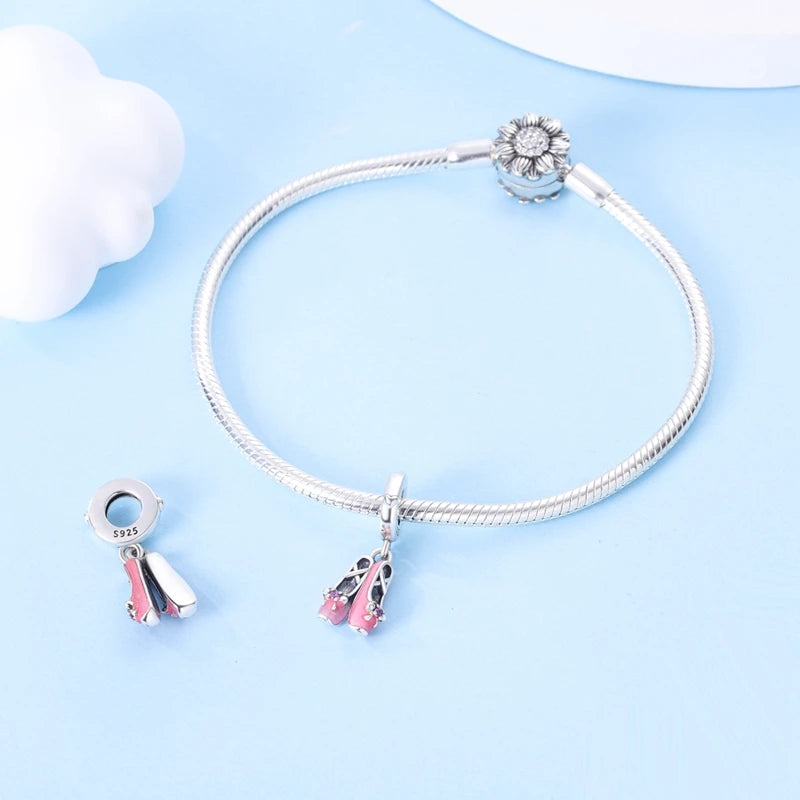 100% 925 Sterling Silver Perfume Headphones Pink Princess Daily Charms Beads Fit 3mm 925 Original Bracelet Fine DIY Jewelry