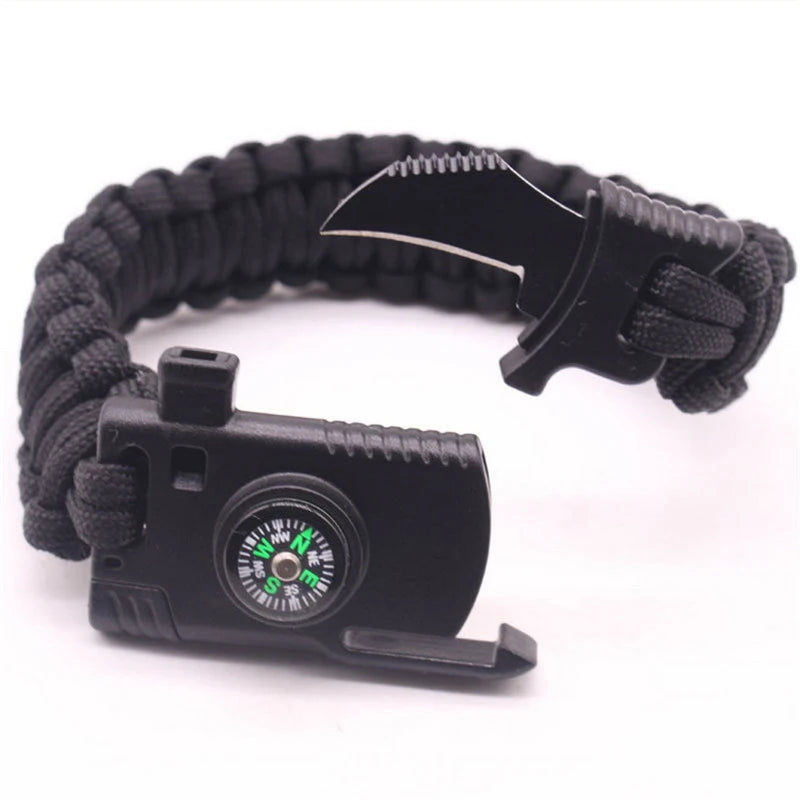Multi-function Paracord Adjustable Survival Emergency Bracelet with Knife for Outdoor & Camping