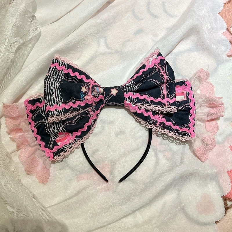 Japanisches Sweet Lolita Kleid Damen Niedliches Cartoon-Hasen-Dessert-Print Schleife Party Minikleider Mädchen Gothic Kawaii Prinzessinnenkleider