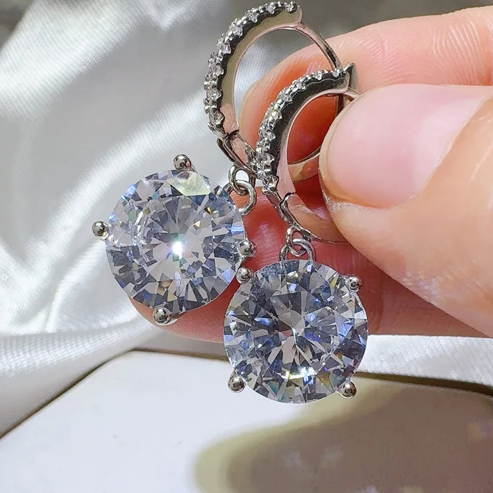 Serenity 10ct D Color Moissanite Drop Earrings for Women Wedding Bridal 100% 925 Sterling Silver Pendant Earrings Plated 18K GRA - Madeinsea©