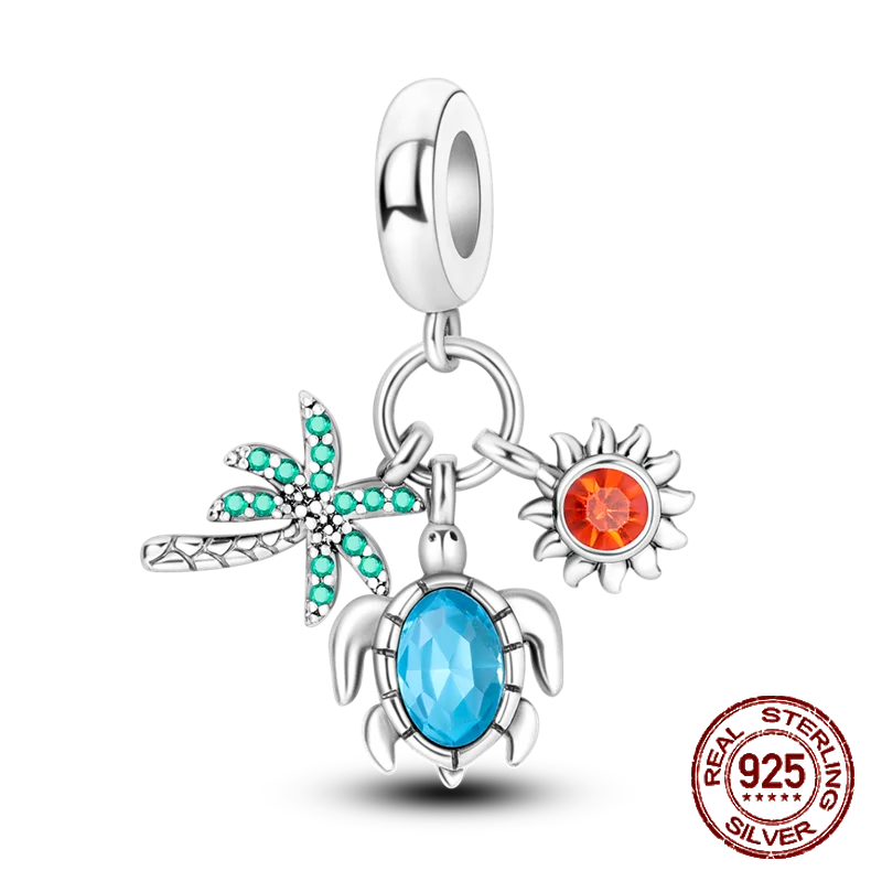 Breloque en argent sterling 925 représentant la lune, l'étoile, l'avion, l'espace, série bleue, compatible avec les bracelets Pandora originaux, bijoux à offrir