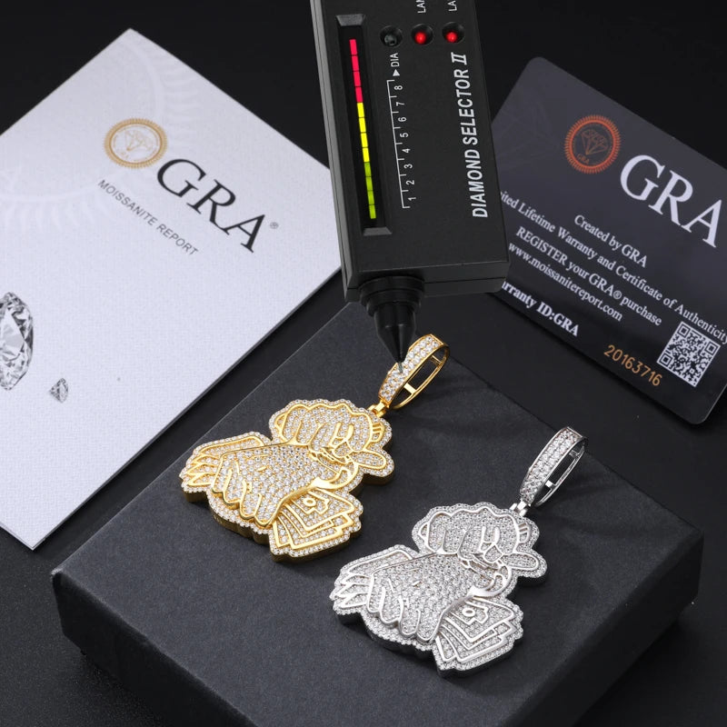 TUHE Unisex High Quality D VVS Moissanite Iced Out Pendants USD For Men Hip Hop Jewelry - Madeinsea©