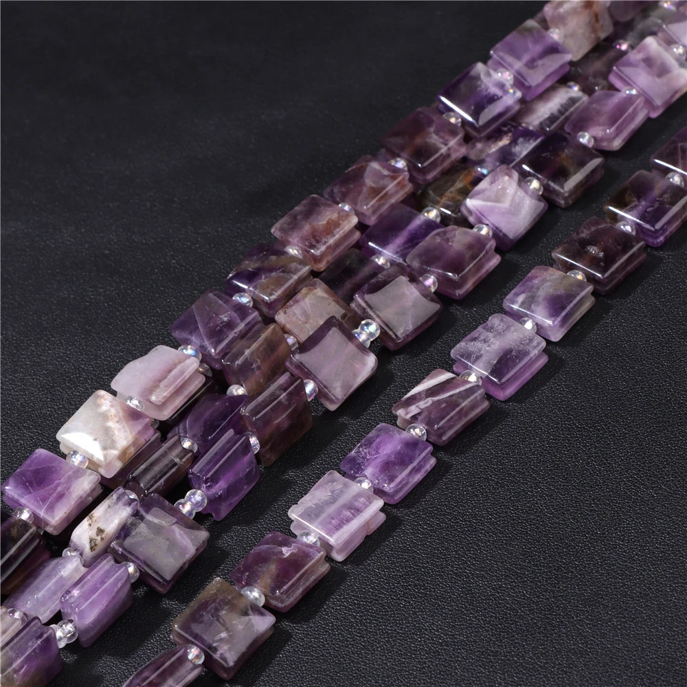 High Quality Gems Stone Bead Natural Cube Flat Square Loose Spacer Beads For Jewelry Making Bracelet Necklace DIY Crafts 10MM