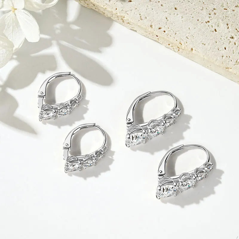 OXTAO Real 925 Silver Moissanite Hoop Clip Earrings for Women Unique Gradient Size High 19cm Temperament Earring Jewelry Gift