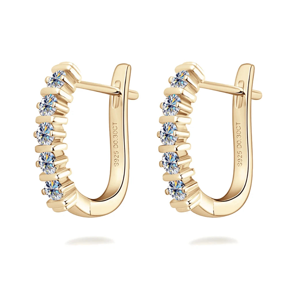 Serenity 2.5mm D Color Real Moissanite U Shape Earrings For Women Man Anniversary Gift 925 Sterling Silver Stud Ear Fine Jewelry - Madeinsea©