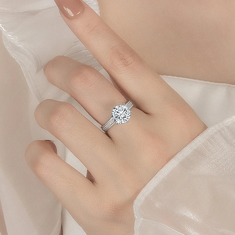 PERMANY 3CT Moissanite Ring For Women S925 Pure Silver Wedding Ring GRA Certified Laboratory Diamond Wedding Luxury Jewelry