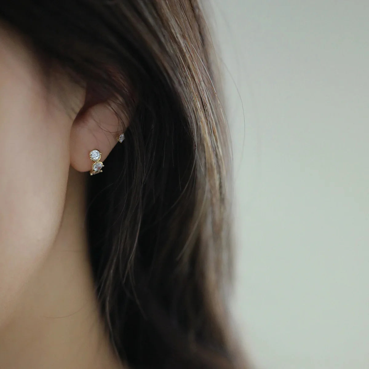 925 Sterling Silver Plated 14K Gold Fashionable Shiny Zircon Geometric Earrings for Women Exquisite Temperament Daily Jewelry