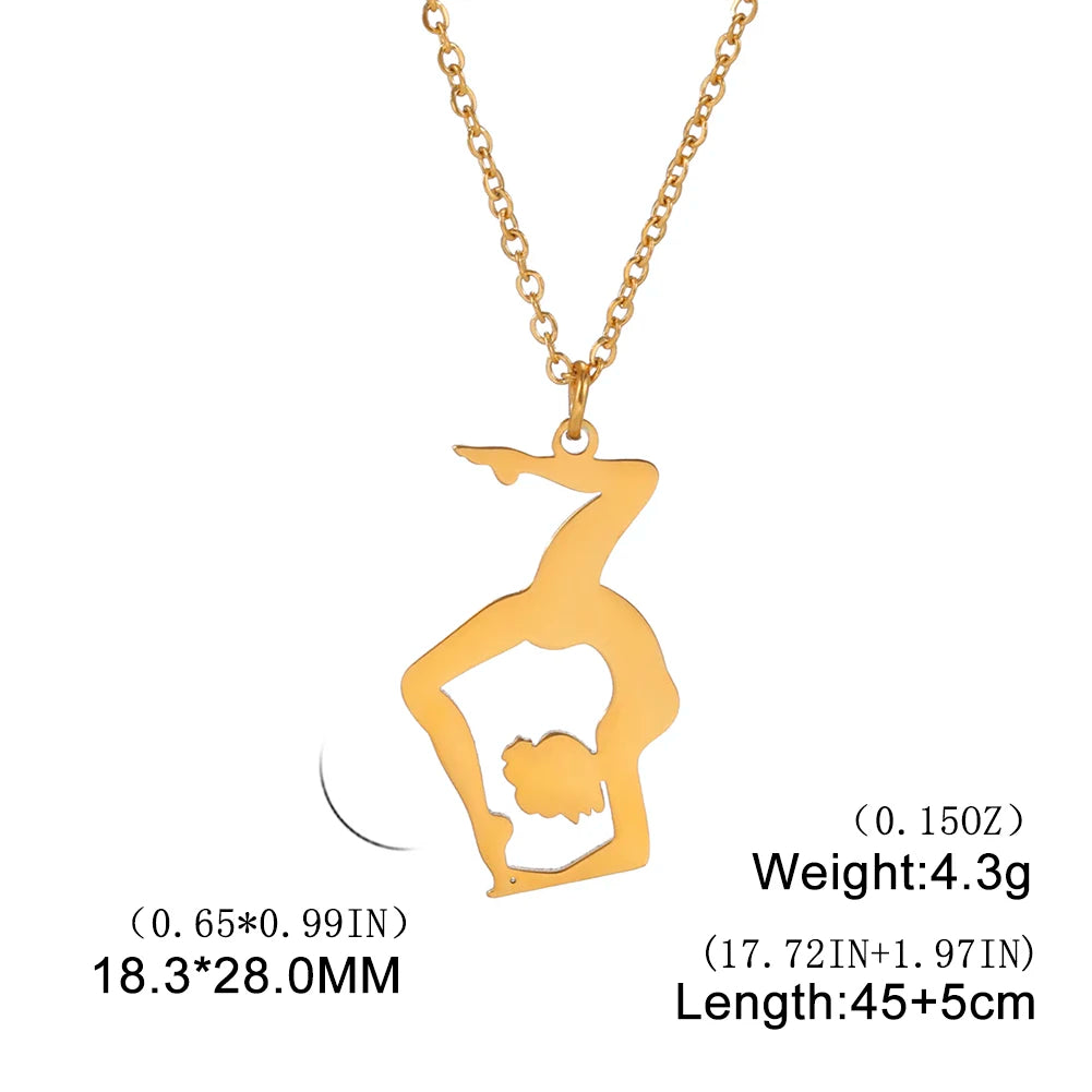 Dreamtimes Gymnastics Necklace Stainless Steel Sports Dance Artistic Gymnastics Skating Athlete Jewelry Pendant Women's Gift