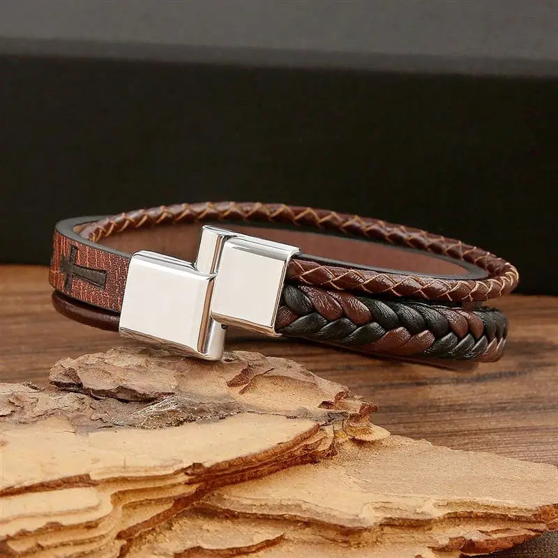 Fashionable Leather Bracelet For Men Vintage Handwoven Hip-Hop Punk Bracelets Hand Jewelry Gifts Dropshipping Wholesale