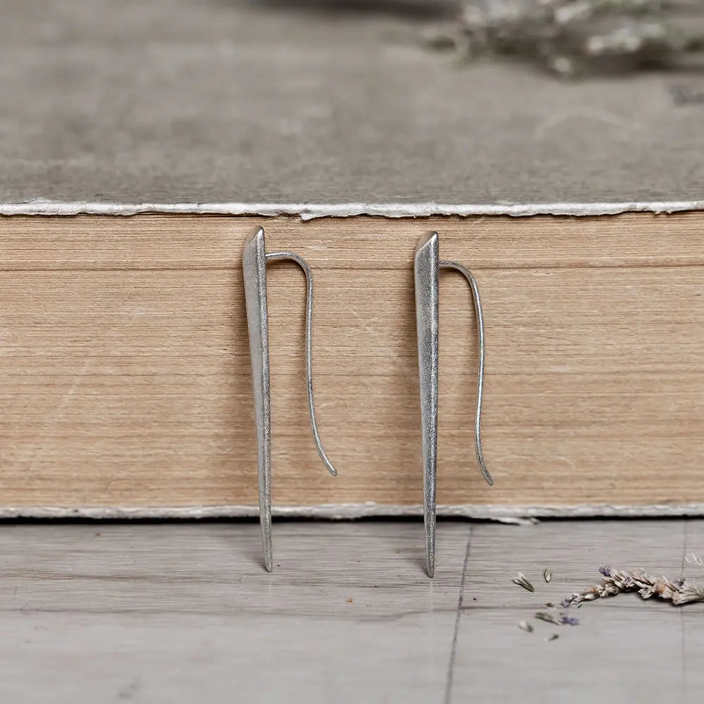 MKENDN Retro 925 Sterling Silver Geometric Spikes Stud Earrings Punk Vintage Gothic Ear Clip Jewelry Gift For Men Women