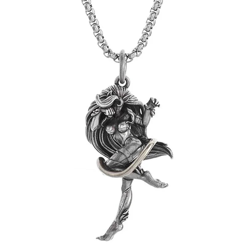 Gothic Vintage Reaper\\\\'s Scythe Necklace Life Ghost Devil Pendant Men\\\\'s Personality Halloween Trend Charm Jewelry Gift