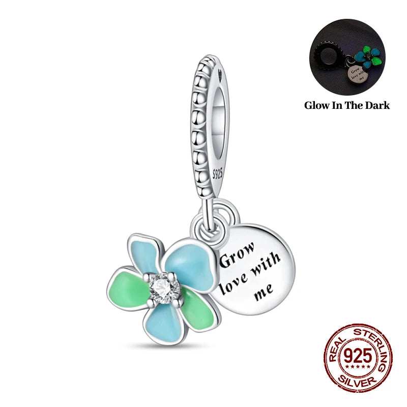 100% 925 Sterling Silver Dragonfly Butterfly Luminous Insect Charms Beads Fit 3mm 925 Original Bracelets DIY Party Jewelry