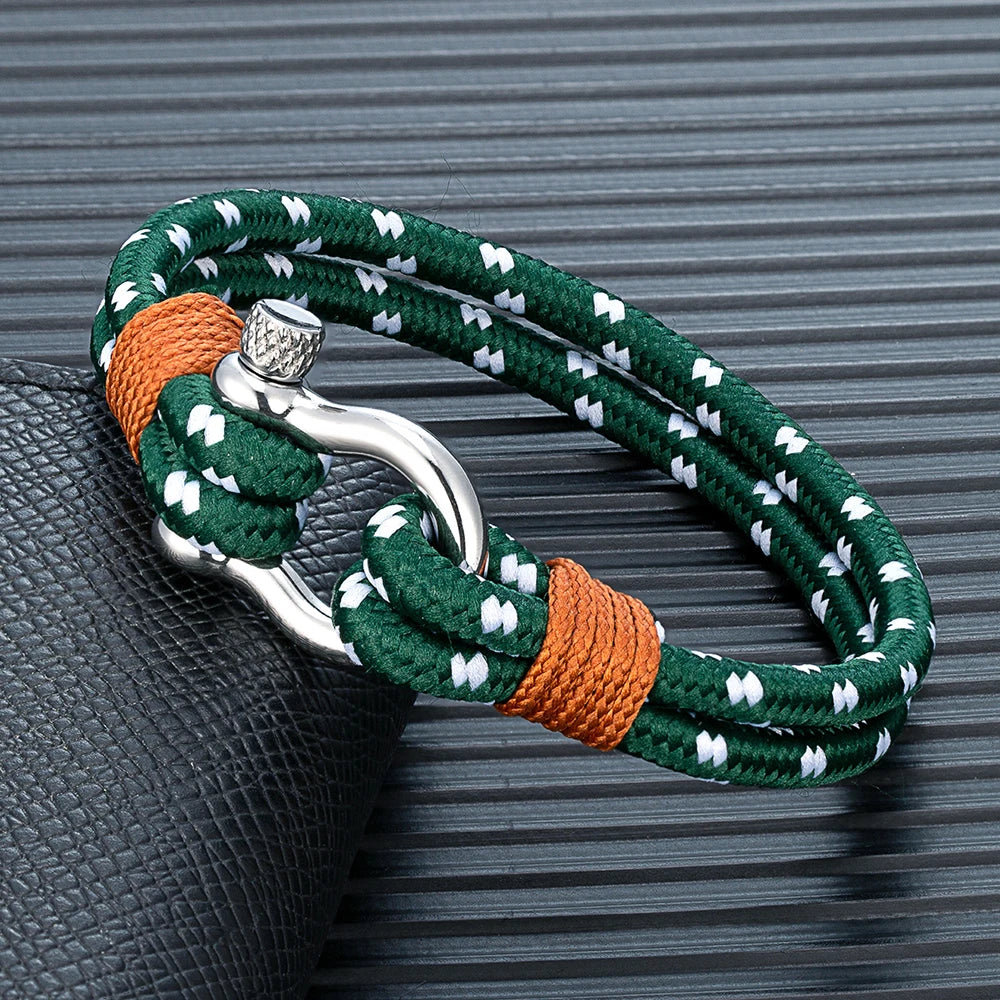 MKENDN Ocean Blue Double Strand Nylon Bracelet for Men Inspired Woven Accessory with Clasp Perfect Unique Lifeguard Gift