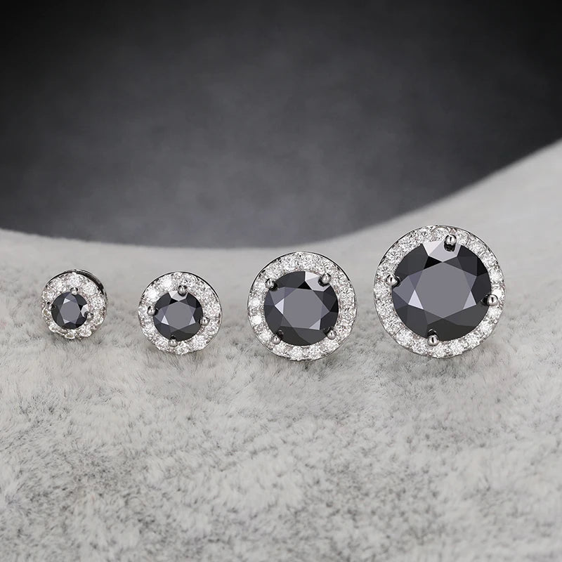 Classic Round Black Moissanite Earring Silver 925 For Women Jewelry 100% Sterling Silver Fashion Fine Jewelry Earrings Gift