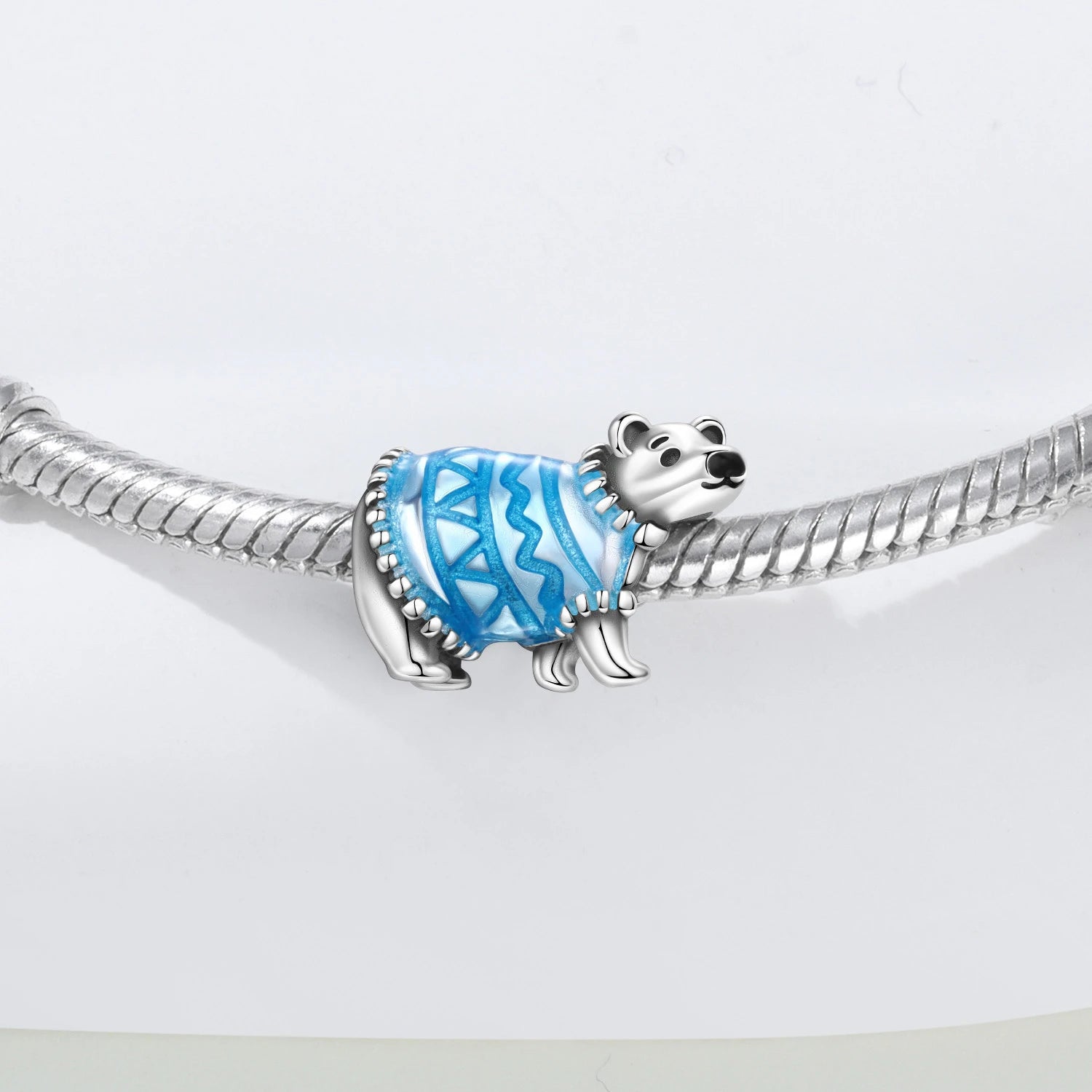 PANPOKI 925 Sterling Silver Cute Polar Bear Animals Pendant Beads Original Pendants Bracelet Charm Jewelry Party DIY Gifts