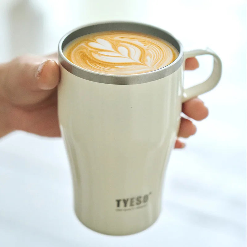 Tyeso Stainless Steel Insulated Coffee Tumbler with Handle Portable Thermal Travel Mug for Hot Cold Drinks Office Home Outdoor