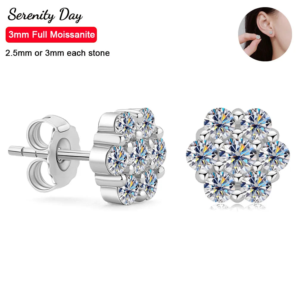 Serenity 3mm D Color Moissanite Earrings For Women Wedding 100% S925 Sterling Silver Plated 18K Stud EarringS Plated 18K Jewelry