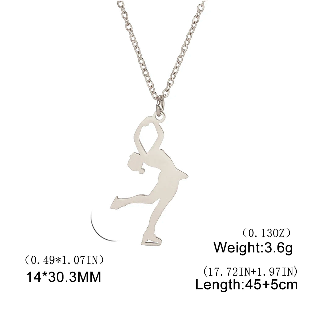 Dreamtimes Gymnastics Necklace Stainless Steel Sports Dance Artistic Gymnastics Skating Athlete Jewelry Pendant Women's Gift