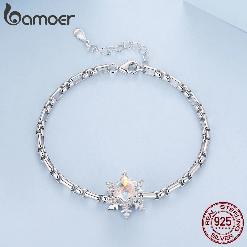 Bamoer 925 Sterling Silver Chunky Box Chain Bracelet Strand Round Beads Link Chain for Women Teens Gift Adjustable Wrist Decor
