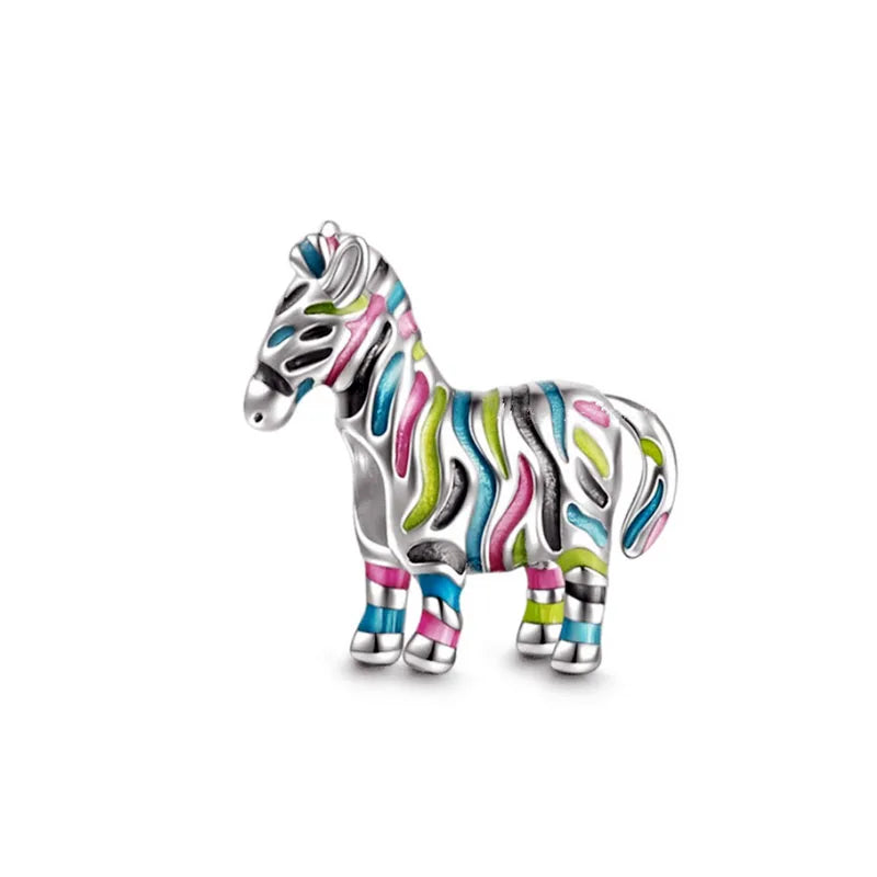 Europe NEW 925 Sterling Silver Spring Flower Bee Charm cute cow duck cat snake dog Bead Fit Original Bracelet Jewelry For Gift