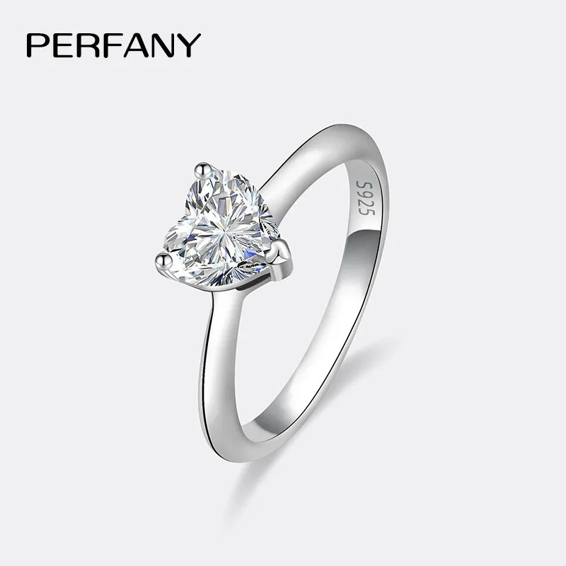 PERFANY 0.5/1/2CT Heart-Shaped Cut Moissanite Women's Ring S925 Pure Silver Laboratory Certified Diamond Wedding Luxury Jewelry - Madeinsea©