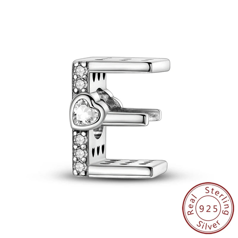 New 925 Sterling Silver Charm Beads 26 Letter Alphabet A-Z Charm Fit Original Charms Bracelet DIY Birthday Jewelry Gift Making