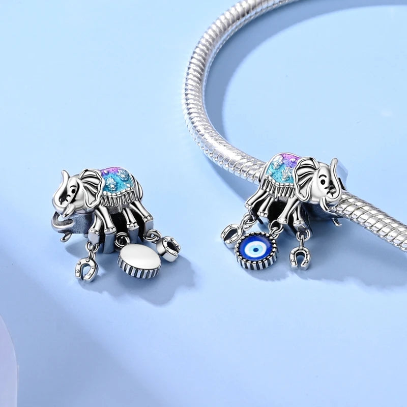 925 Sterling Silver Blue Devil Eyes Charms Airplane Globe Earth Suitcase Travel Fit Original Bracelet For Women DIY Jewelry Bead