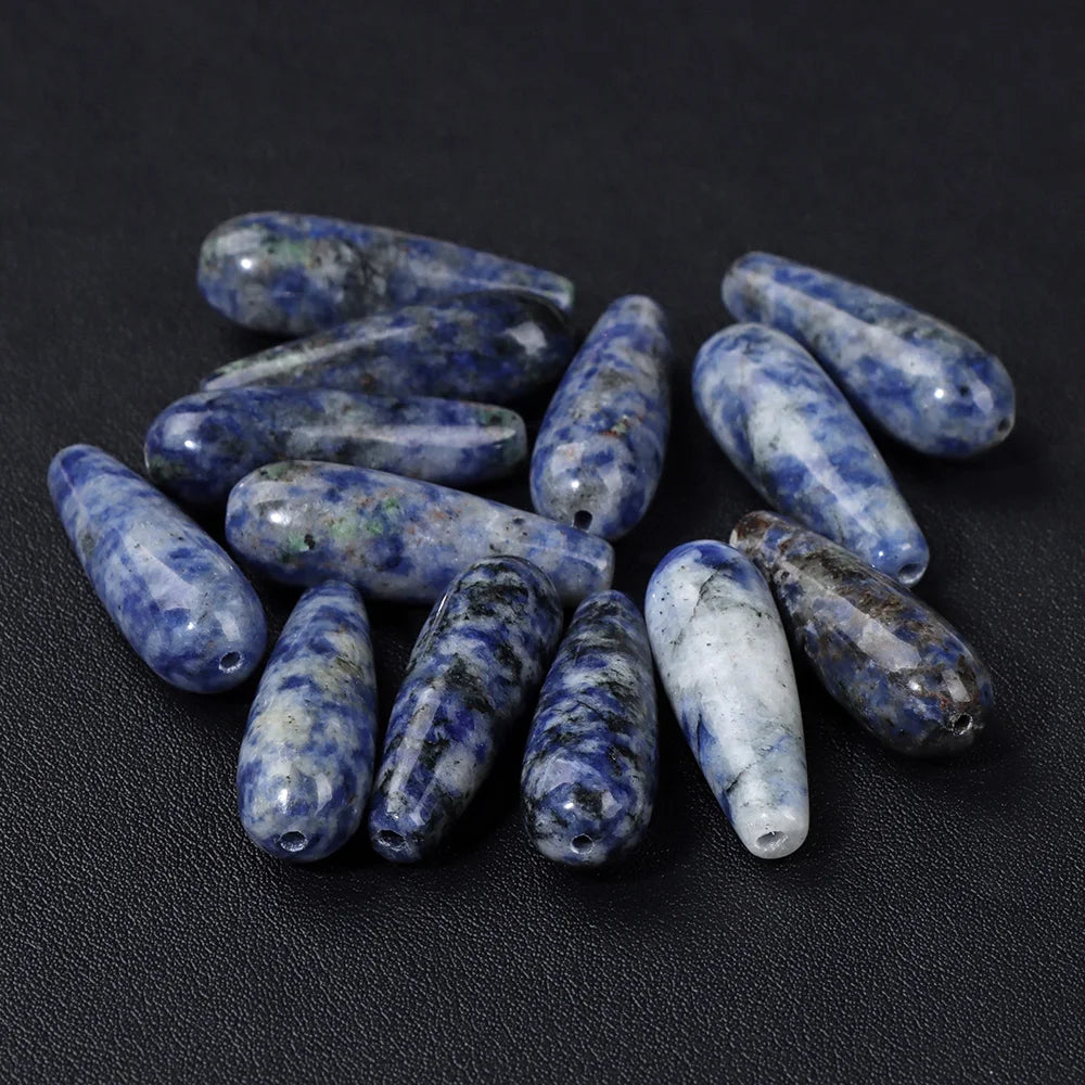 Natural Water Drop Stone Bead 10x30mm Chalcedony Amethysts Agates Loose Spacer Charms Bead For DIY Bracelet Earrings Accessories