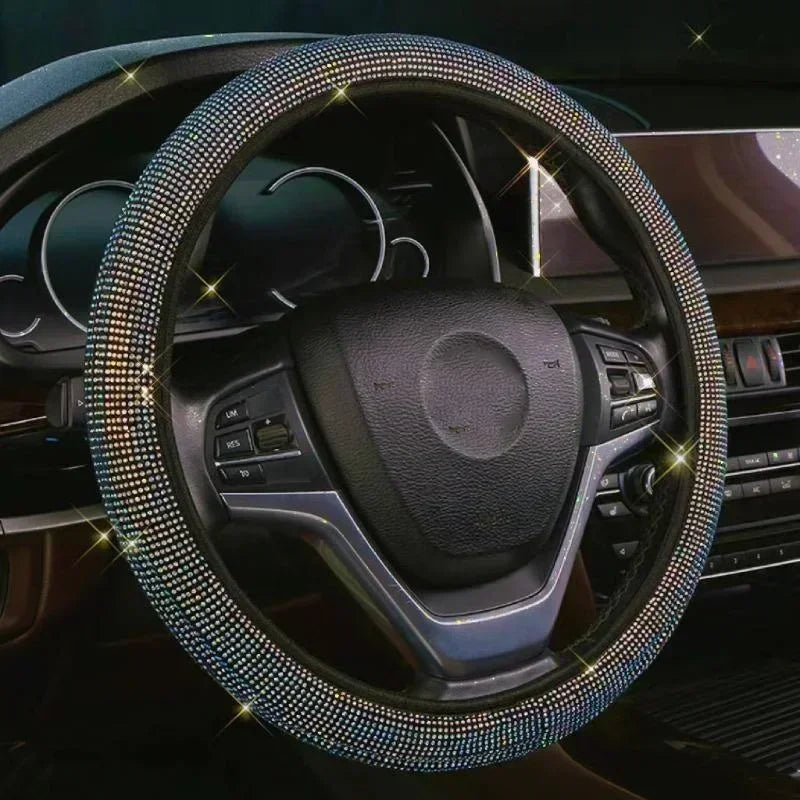 37/38cm Car Steering Wheel Cover Universal Bling Diamond Rhinestones Elasticity Interior Car Accessories for Four Seasons - Madeinsea©
