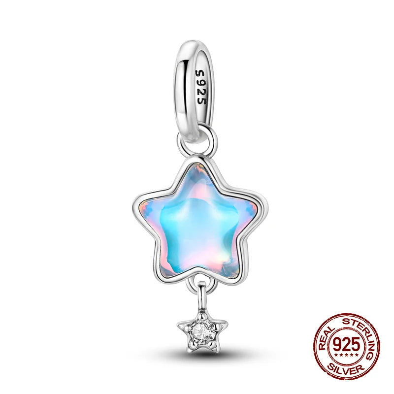 Magical 100% 925 Sterling Silver Glass Flower Butterfly Charms Beads Fit 3mm 925 Original Bracelets DIY Party Jewelry Gifts