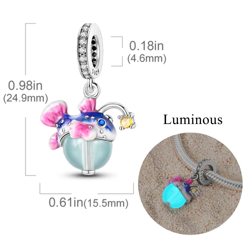 2024 neue 925 Sterling Silber Charms Glühwürmchen Sterne Glühende Leuchtende Charme Perlen für Original Anhänger Armbänder DIY Schmuck Geschenk