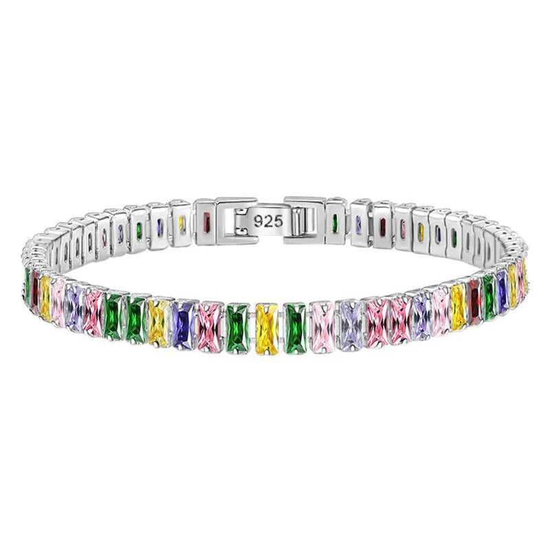 Solid Pure Silver 15/16/17/18/19/20/21 cm Tennis Bracelet Pave 3 mm Round Black Jet Zircon Elegant Real 925 Jewelry For Women