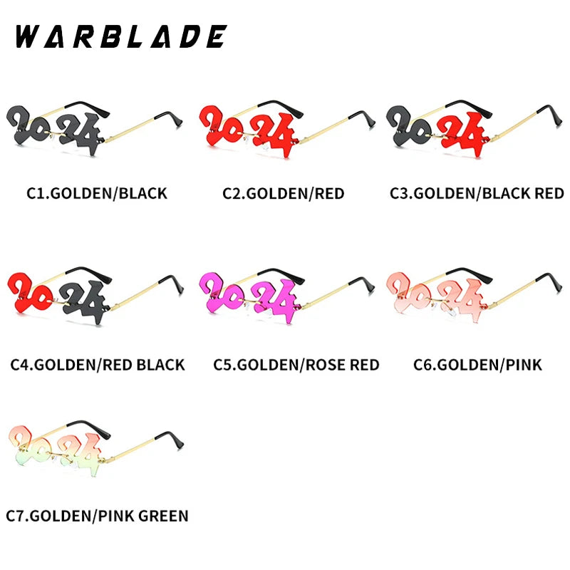 2024 New Shape Retro Sunglasses Women Men Rimless Shades Colorful Fashion Eyewear Luxury Party Hip Hop Sun Glasses UV400 Female