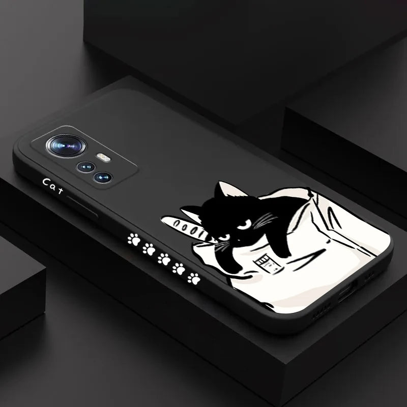 Table Cartoon Cat Phone Case For Xiaomi Poco M6 X6 F5 X5 X3 Pro Mi 11 12 13 Lite 14 11T 12T 13T Pro Shockproof Silicone Cover