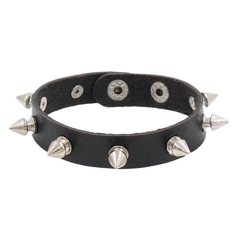 Vintage Leather Bracelets Punk Row Cuspidal Spikes Rivet Stud Wide Cuff PU Leather Punk Gothic Rock Unisex goth accessories