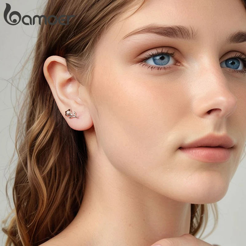 BAMOER Solid 925 Sterling Silver Calla Lily Hook Earrings for Women, Pavéd CZ 3D Flower Dangle Earrings Elegant Jewelry Gift