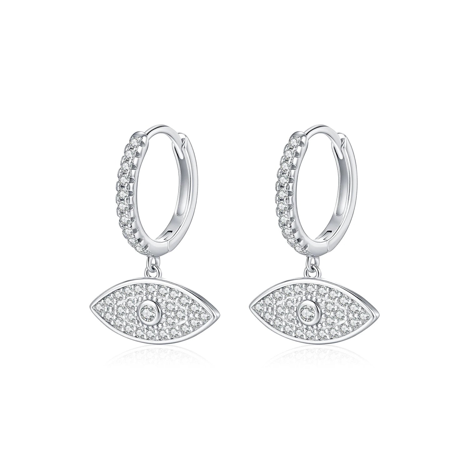 MODIAN 925 Sterling Silver Trendy Dazzling Clear CZ Swings Hoop Earrings Classic Eyes Ear Buckle For Women Fine Jewelry