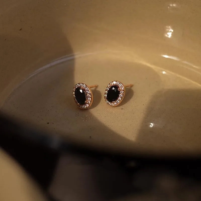 Ohrringe aus 925er Sterlingsilber mit Zirkonia-Inlay und schwarzem Achat für Damen, hochwertiges, exquisites Schmuckzubehör