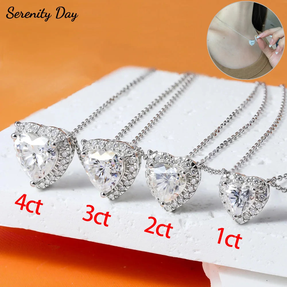 Serenity 1ct 2ct 3ct 4ct Heart Cut D Color Moissanite Necklace Women 100% S925 Sterling Silver Plated 18K Pendant Necklace GRA - Madeinsea©