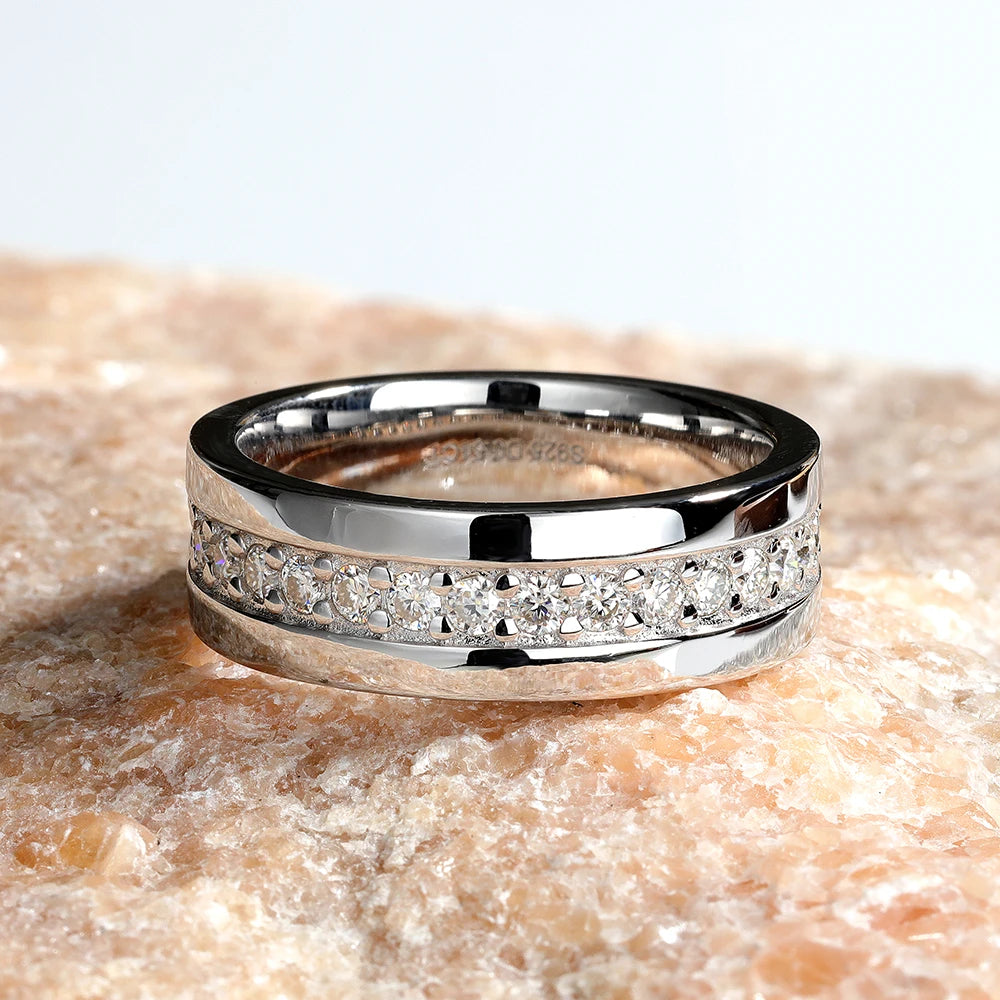 Serenity 2mm D Color Moissanite Rings for Men Gift 100% S925 Sterling Silver Plated 18K Lab Diamond Eternity Rings Fine Jewelry - Madeinsea©