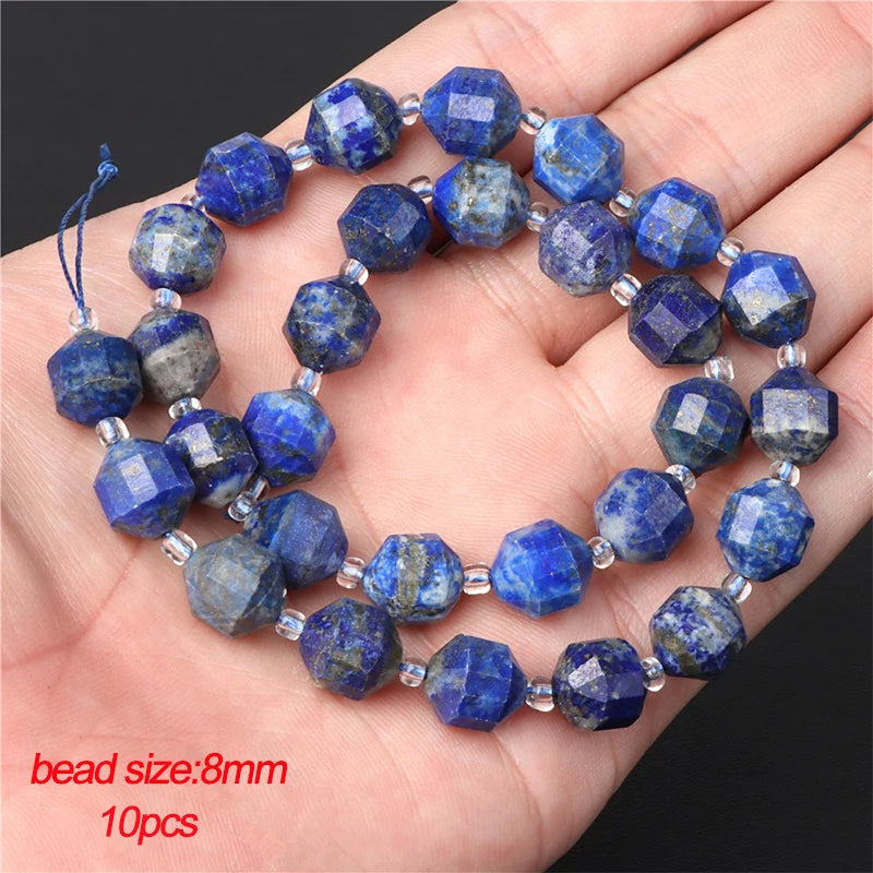 45 Styles Natural Lapis Lazuli Beads Blue Round Rondelle Faceted Loose Spacer Stone Bead For Jewelry Making Accessories Supplies