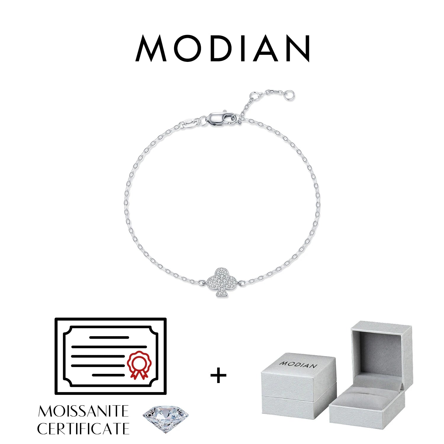 MODIAN D Color Moissanite 925 Sterling Silver Simple Daily Clubs Link Chain Trendy Bracelet For Women Fine Jewelry Gifts