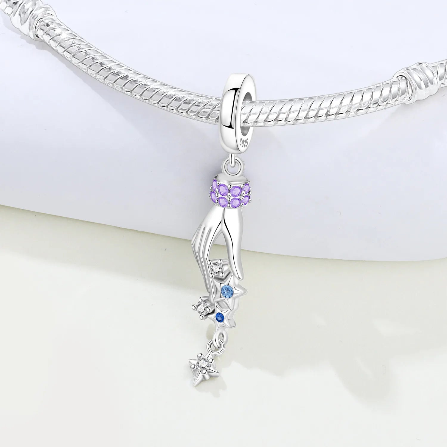 PANPOKI 925 Sterling Silver Star Moon Star River Beads Original Pendants Bracelet Charm Jewelry Party DIY Trendy Gifts